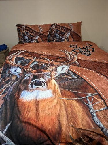 Click to view full screen Cozydecordy Custom Name Autumn Deer Hunting Bedding Set 3D All Over Printed photo review