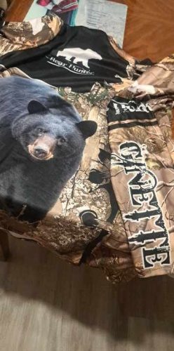 Click to view full screen Cozydecordy Bear Hunting Driving Camo Pattern Custom Name All Over Printed 3D Car Sun Shade photo review